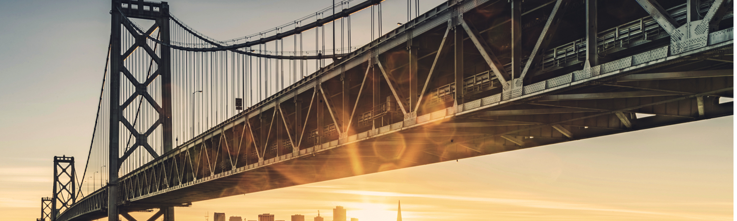 The structure and length of bridge viewed from below